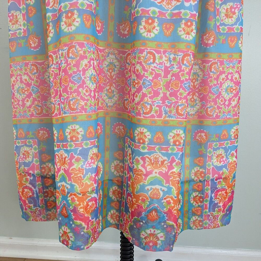 Gretchen Scott Midi Dress S Muli Floral Tropical Colorful Beachy Sundress Resort - Picture 6 of 11